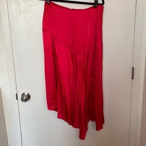 H&M Red Satin midi skirt